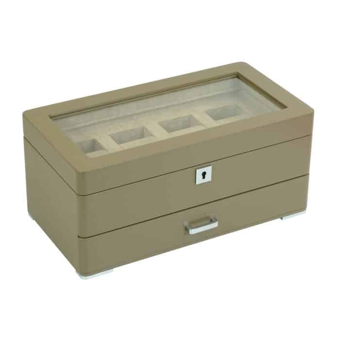 4 Slot Heirloom Collection Watch Box with Draw - Claystone