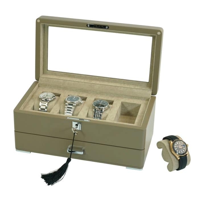 4 Slot Heirloom Collection Watch Box with Draw - Claystone