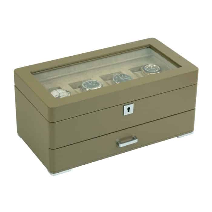 4 Slot Heirloom Collection Watch Box with Draw - Claystone
