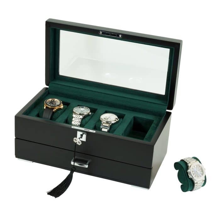 4 Slot Heirloom Collection Watch Box with Draw - Moss