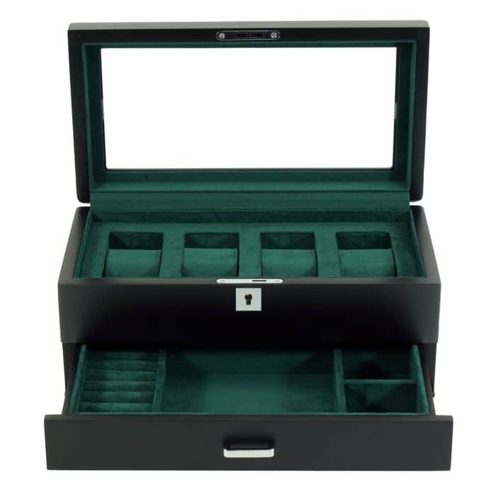 4 Slot Heirloom Collection Watch Box with Draw - Moss